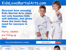 Tablet Screenshot of kidslovemartialarts.com